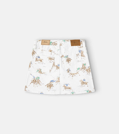 Printed denim skirt