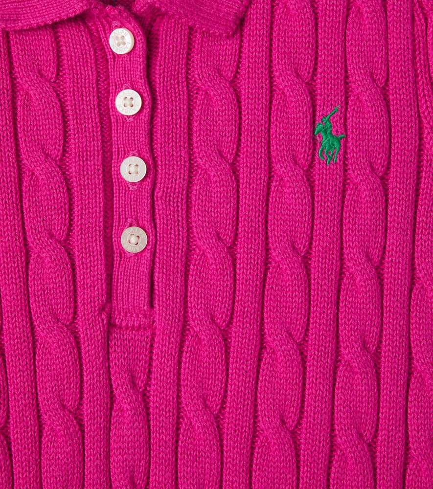 Cable-knit cotton polo dress