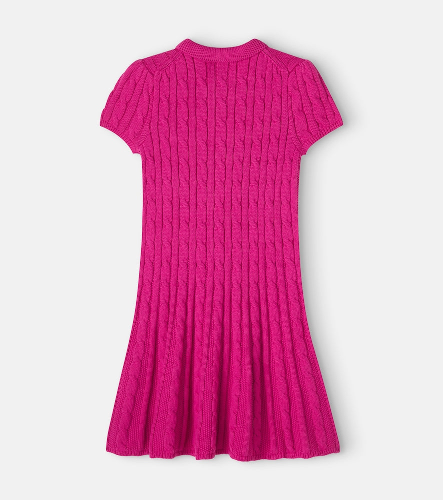 Cable-knit cotton polo dress