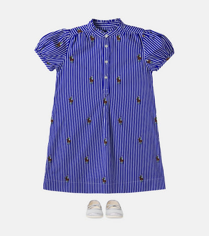 Logo striped cotton dress