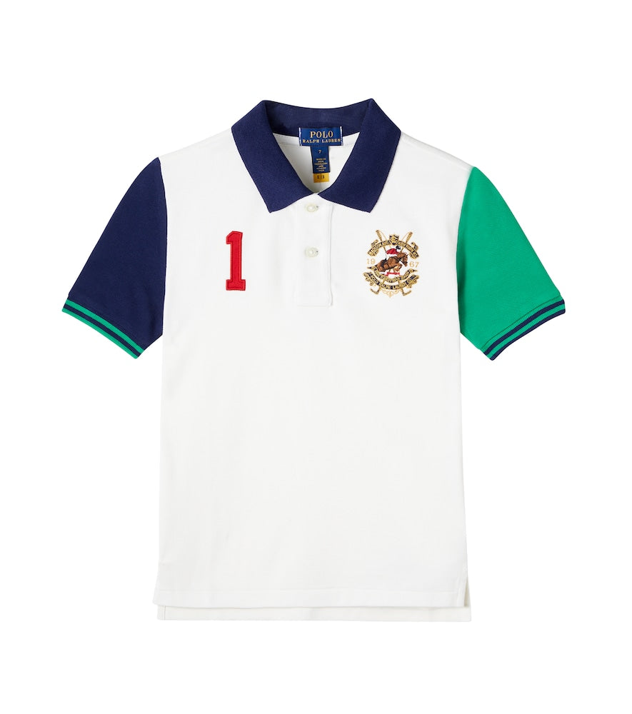 Colorblocked cotton piqué polo shirt