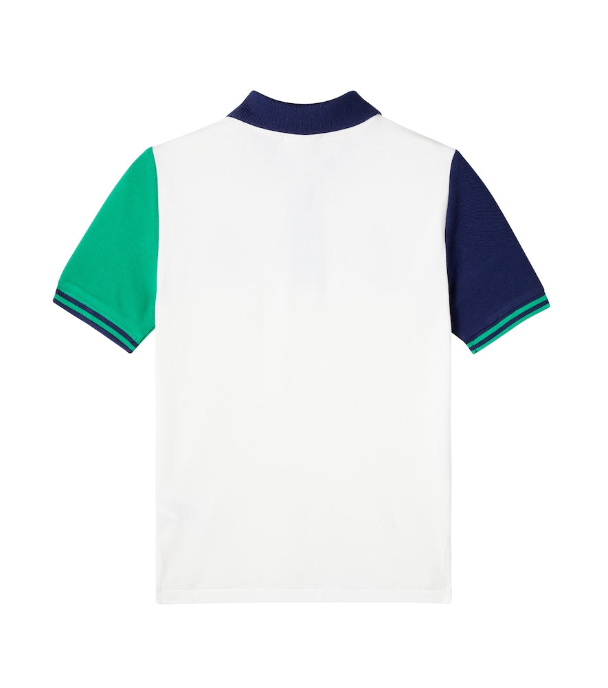 Colorblocked cotton piqué polo shirt