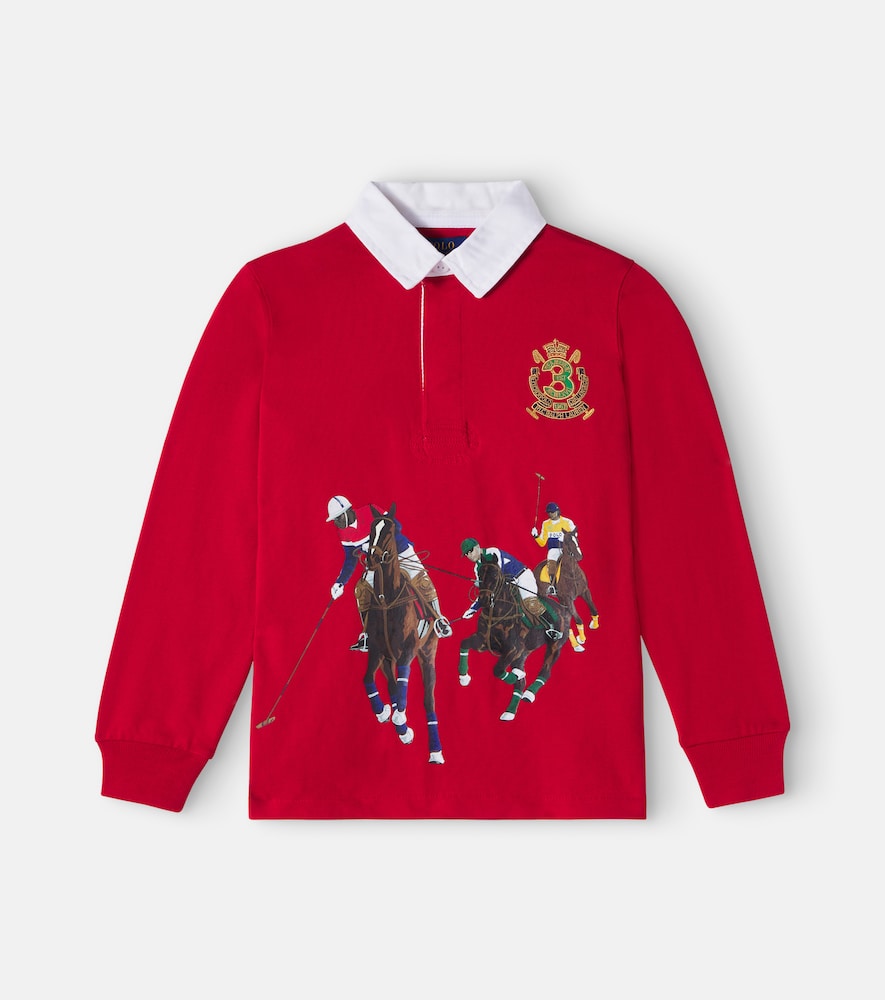 Printed cotton polo shirt