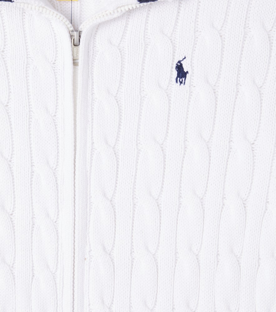 Cable-knit cotton zip-up sweater