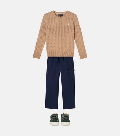 Cable-knit cotton sweater