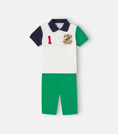 Cotton polo shirt and pants set