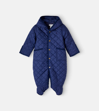 Baby corduroy-trimmed quilted onesie