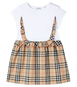 Burberry Check ruffled cotton-blend dress