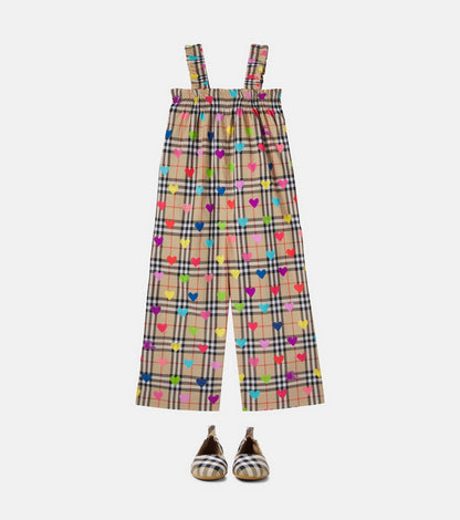 Burberry Check printed cotton overalls