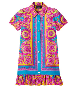 Electric Barocco silk twill shirt dress