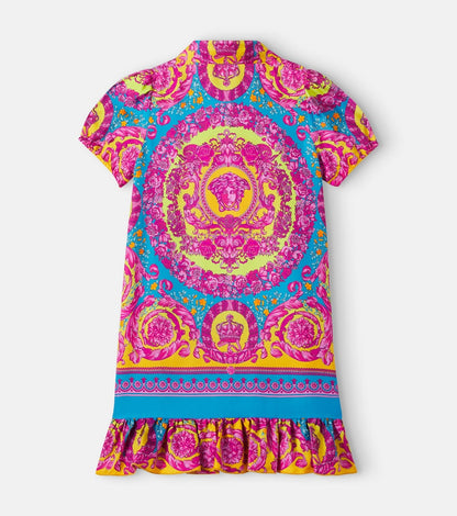 Electric Barocco silk twill shirt dress