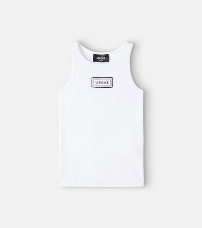 Logo ribbed-knit cotton-blend tank top