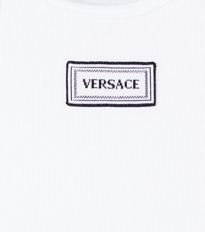 Logo ribbed-knit cotton-blend tank top