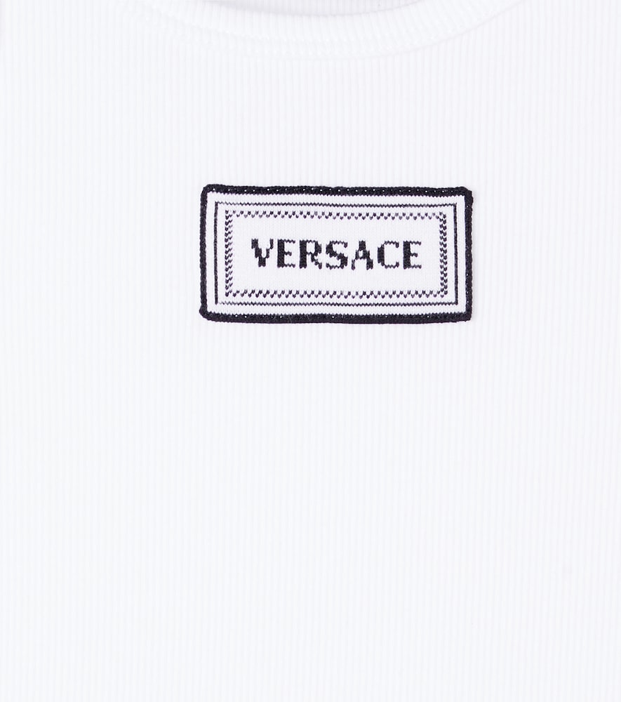 Logo ribbed-knit cotton-blend tank top