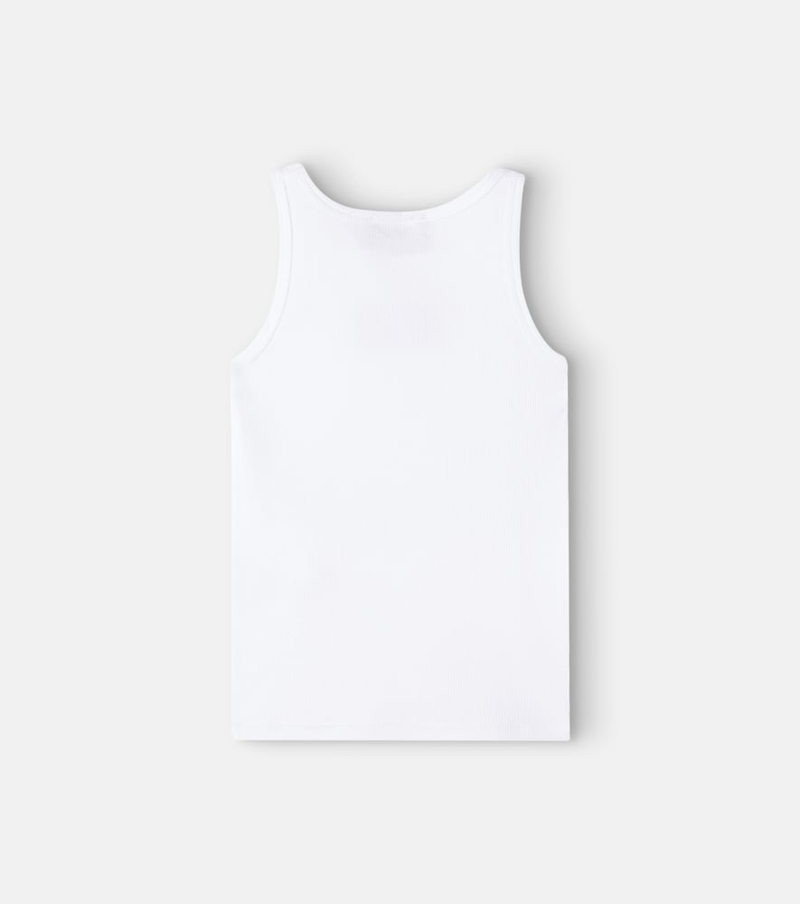 Logo ribbed-knit cotton-blend tank top
