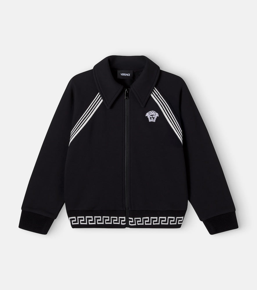 Cotton jersey zip-up sweatshirt