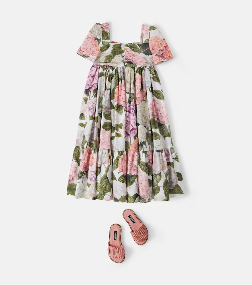 Floral cotton poplin dress