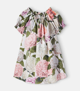 Floral gathered cotton dress