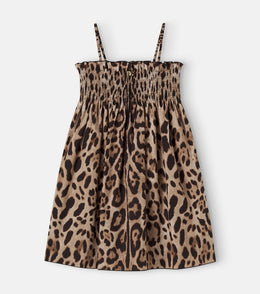 Leopard-print cotton dress