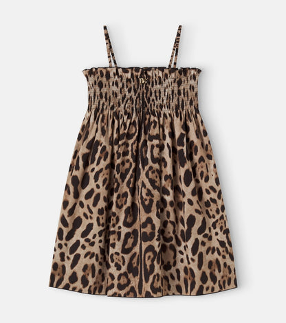 Leopard-print cotton dress