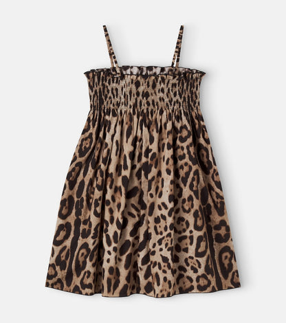 Leopard-print cotton dress