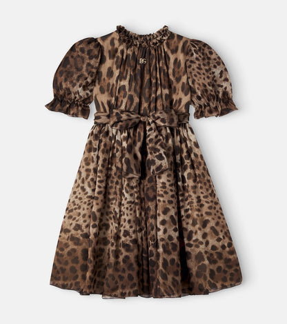 Leopard-print silk chiffon dress