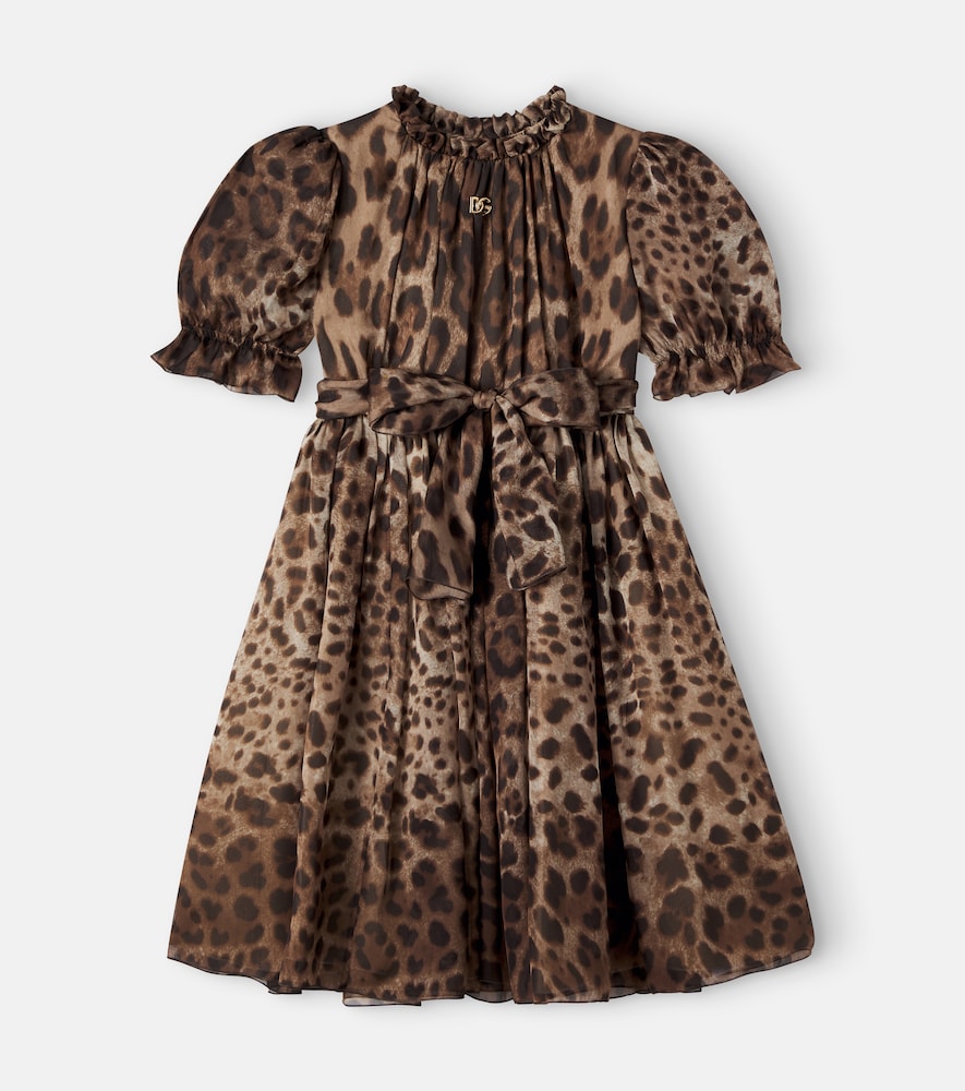 Leopard-print silk chiffon dress