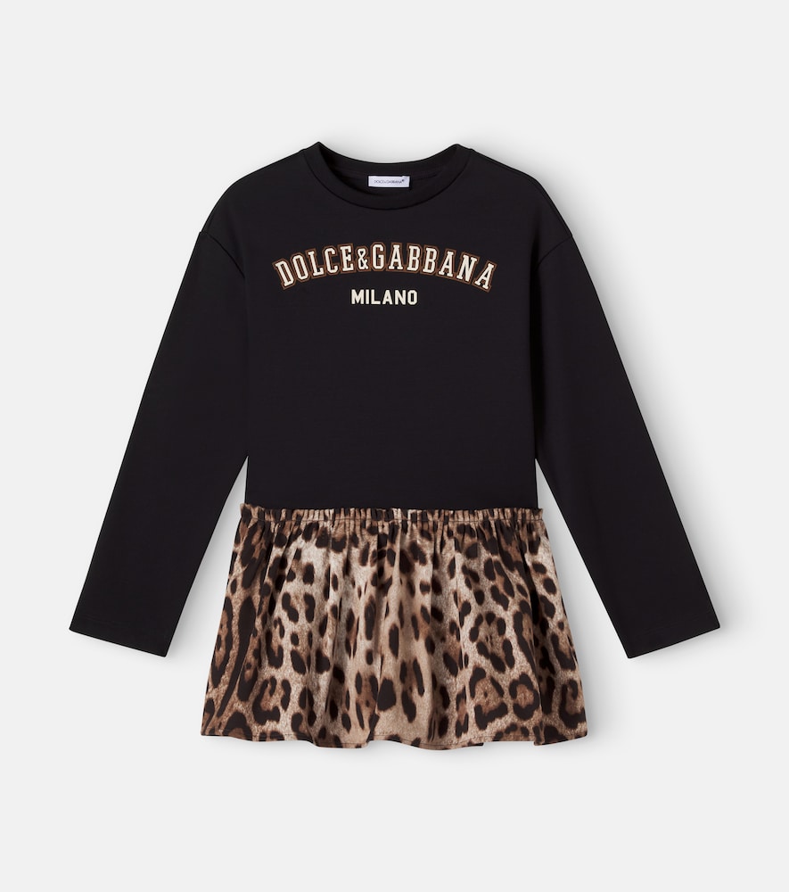 Logo leopard-print cotton dress