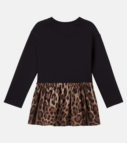 Logo leopard-print cotton dress