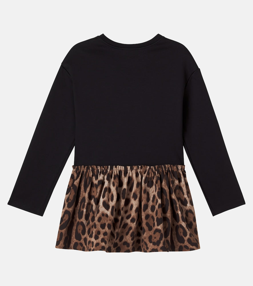Logo leopard-print cotton dress