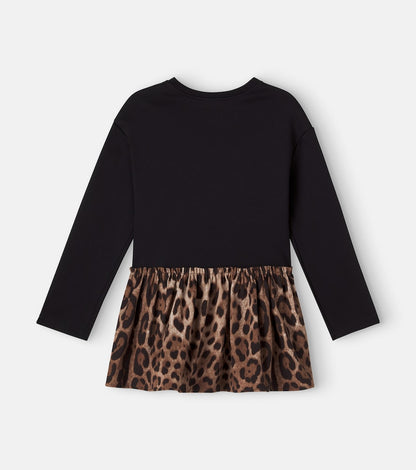 Logo leopard-print cotton dress