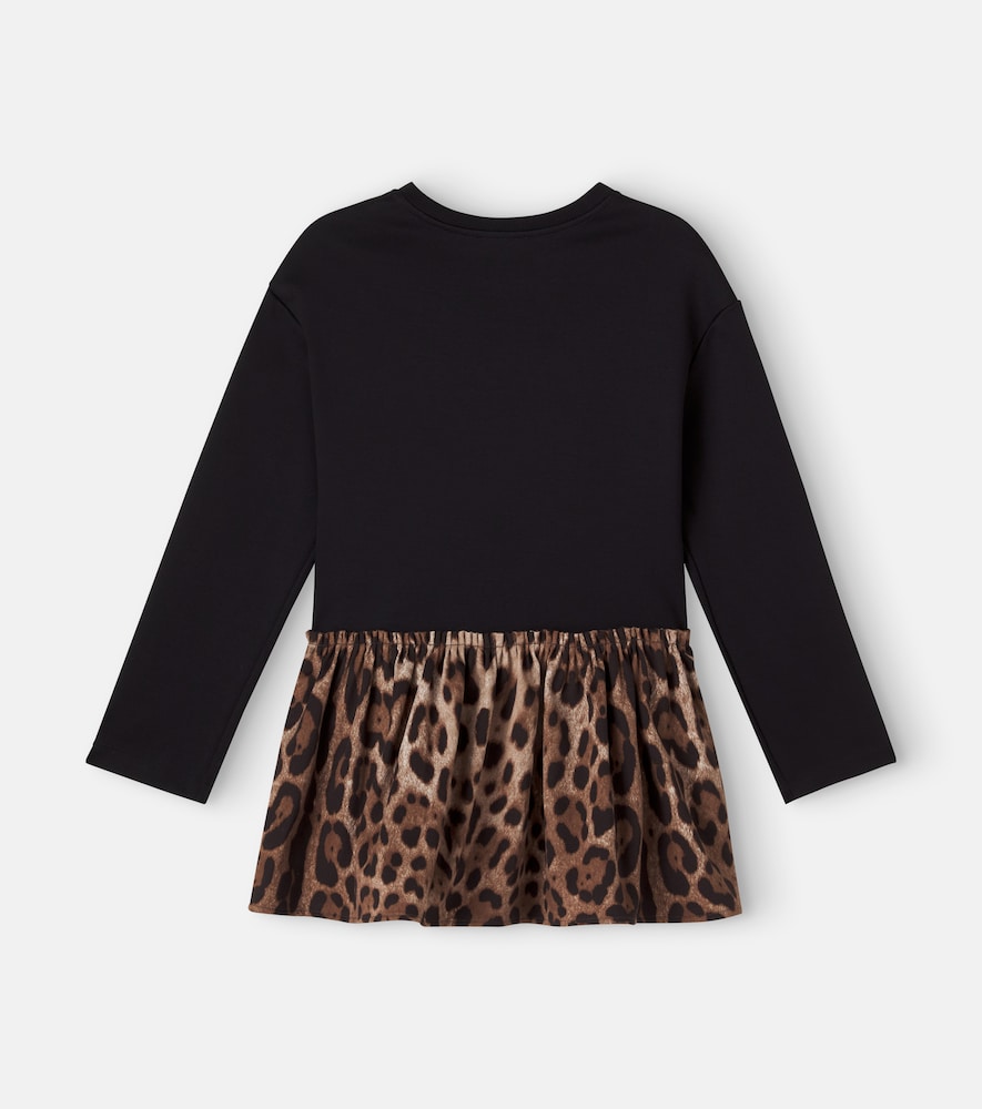 Logo leopard-print cotton dress