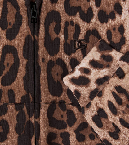 Leopard-print cotton hoodie
