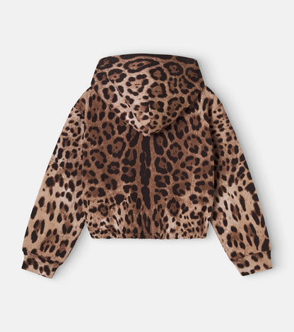 Leopard-print cotton hoodie
