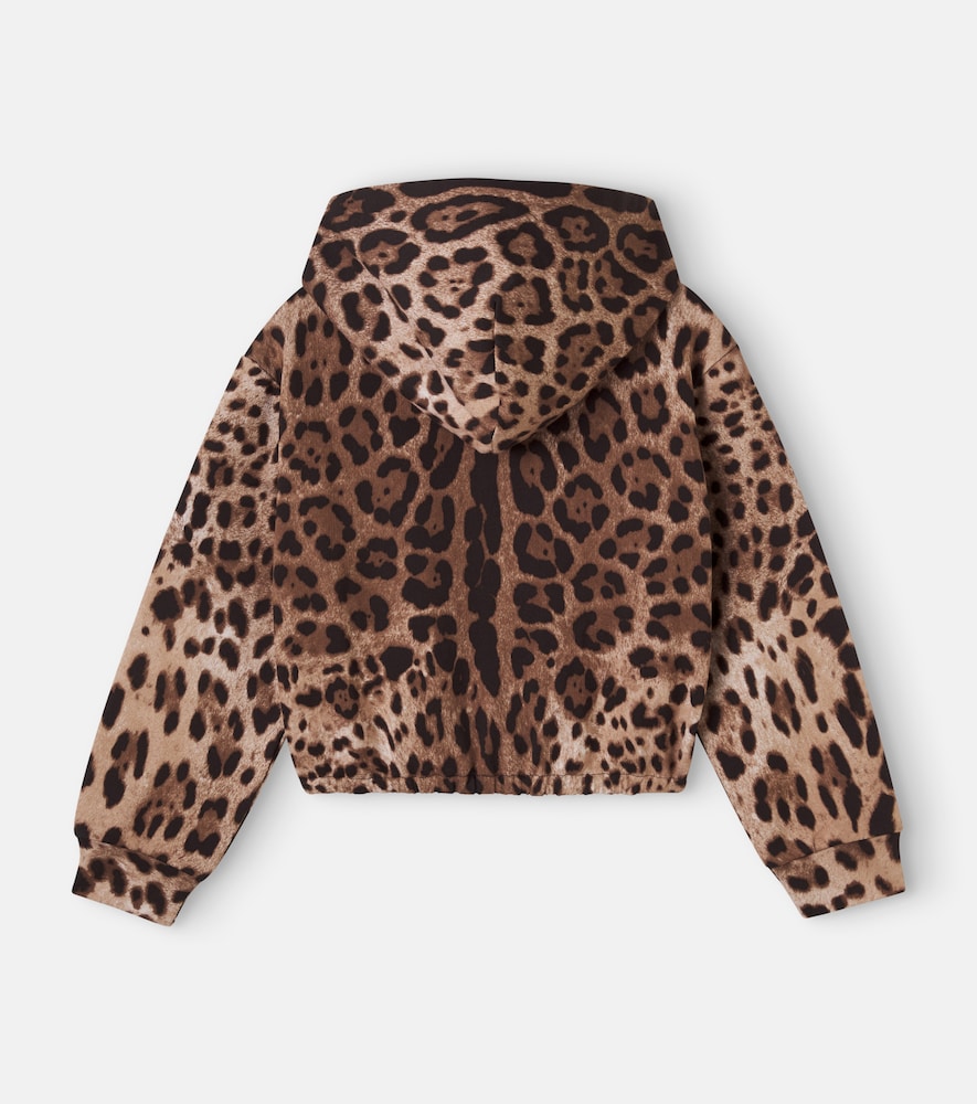Leopard-print cotton hoodie
