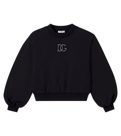 DG puff-sleeve cotton jersey sweatshirt