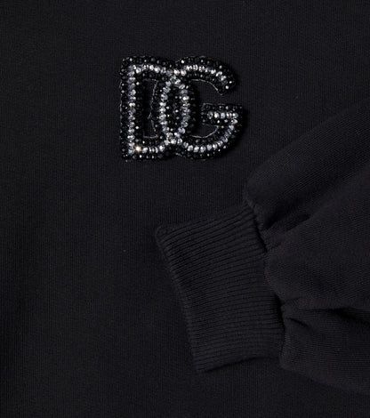 DG puff-sleeve cotton jersey sweatshirt