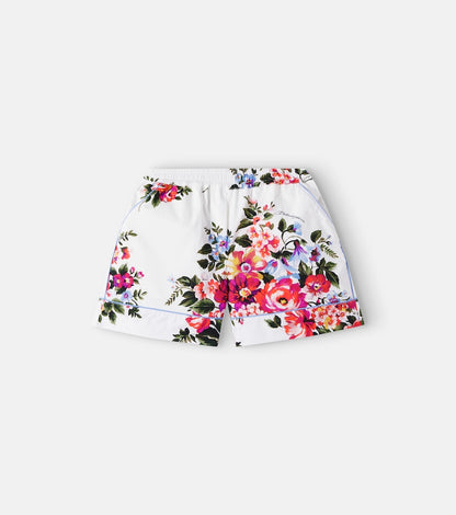 Floral cotton poplin shorts