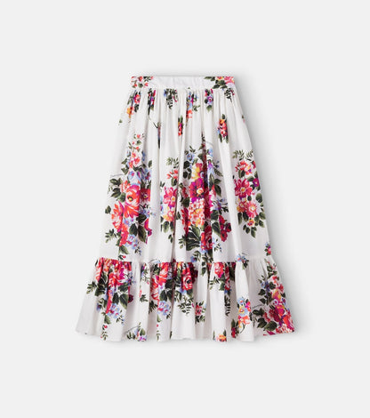 Floral cotton poplin skirt