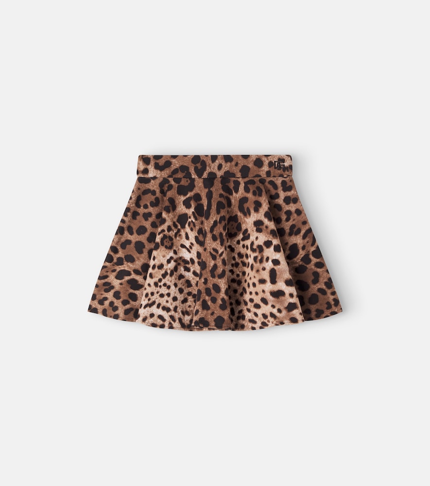 Leopard-print cotton jersey skirt