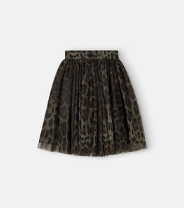 Leopard-print tulle skirt