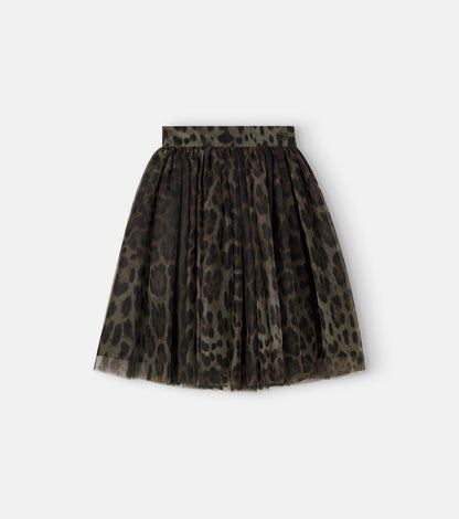 Leopard-print tulle skirt
