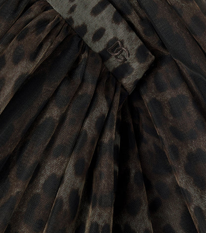 Leopard-print tulle skirt