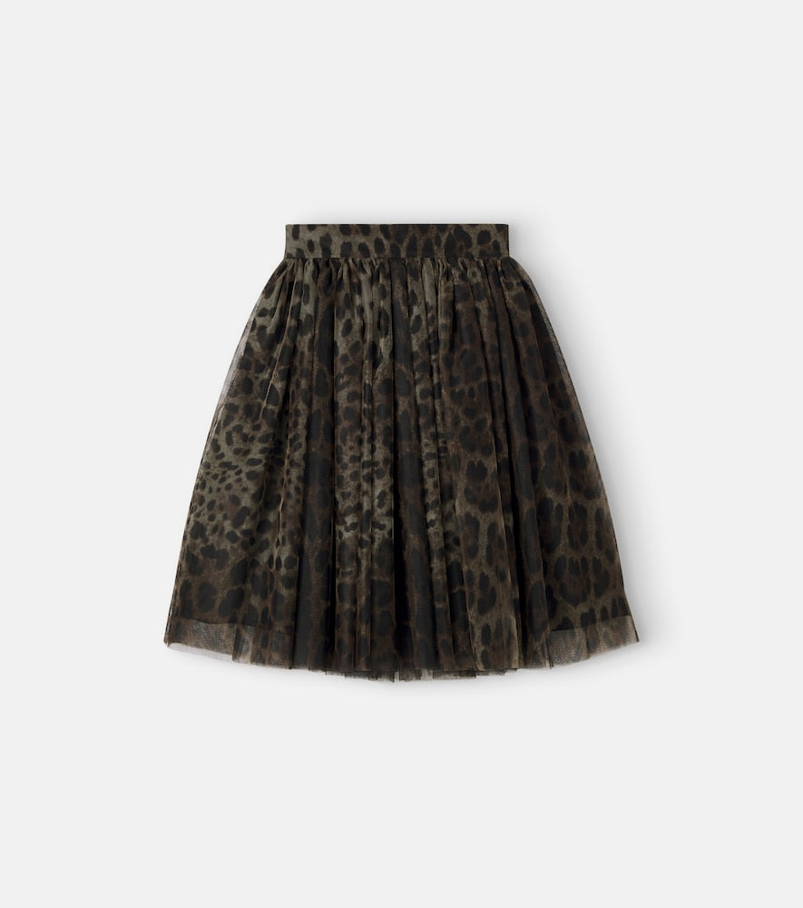 Leopard-print tulle skirt