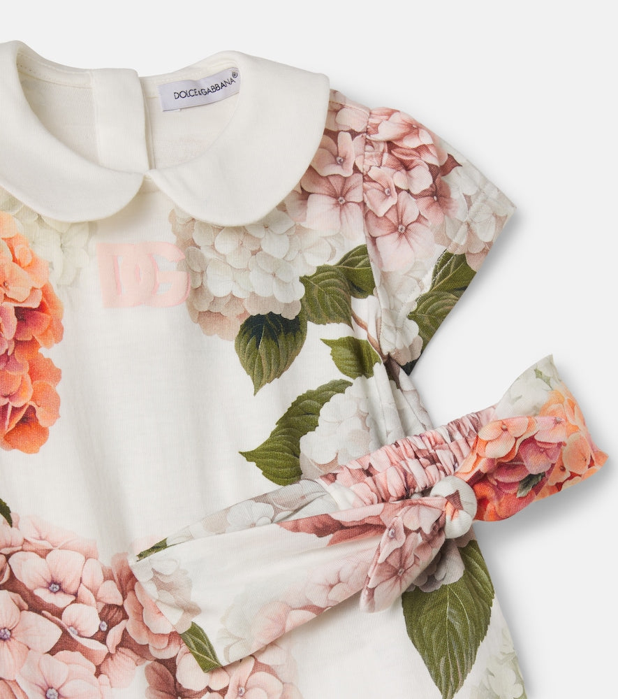 Baby floral cotton bodysuit and headband set