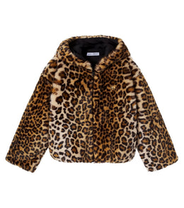Leopard-print hooded jacket