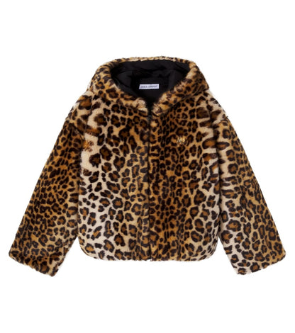 Leopard-print hooded jacket