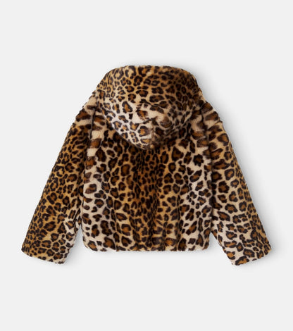 Leopard-print hooded jacket