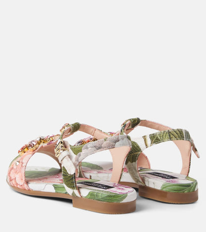 Crystal-embellished floral sandals