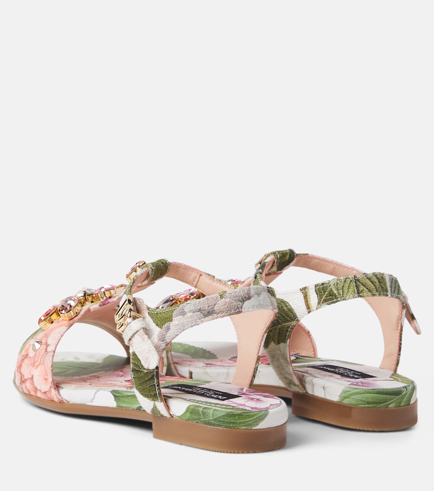Crystal-embellished floral sandals